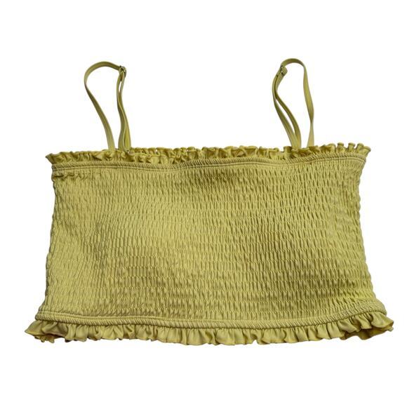 KORTNI JEANE Yellow Smocked Bandeau Bikini Swimwear Top Women's Size Medium - Picture 1 of 6